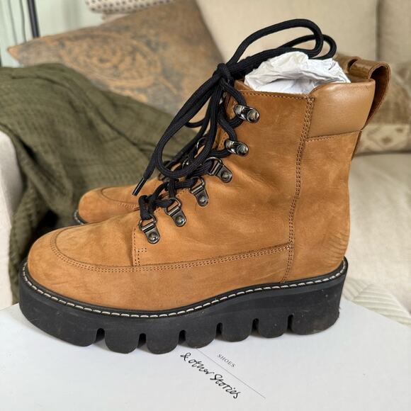 & Other Stories Lace Up Brown Combat Boots - Picture 11 of 14